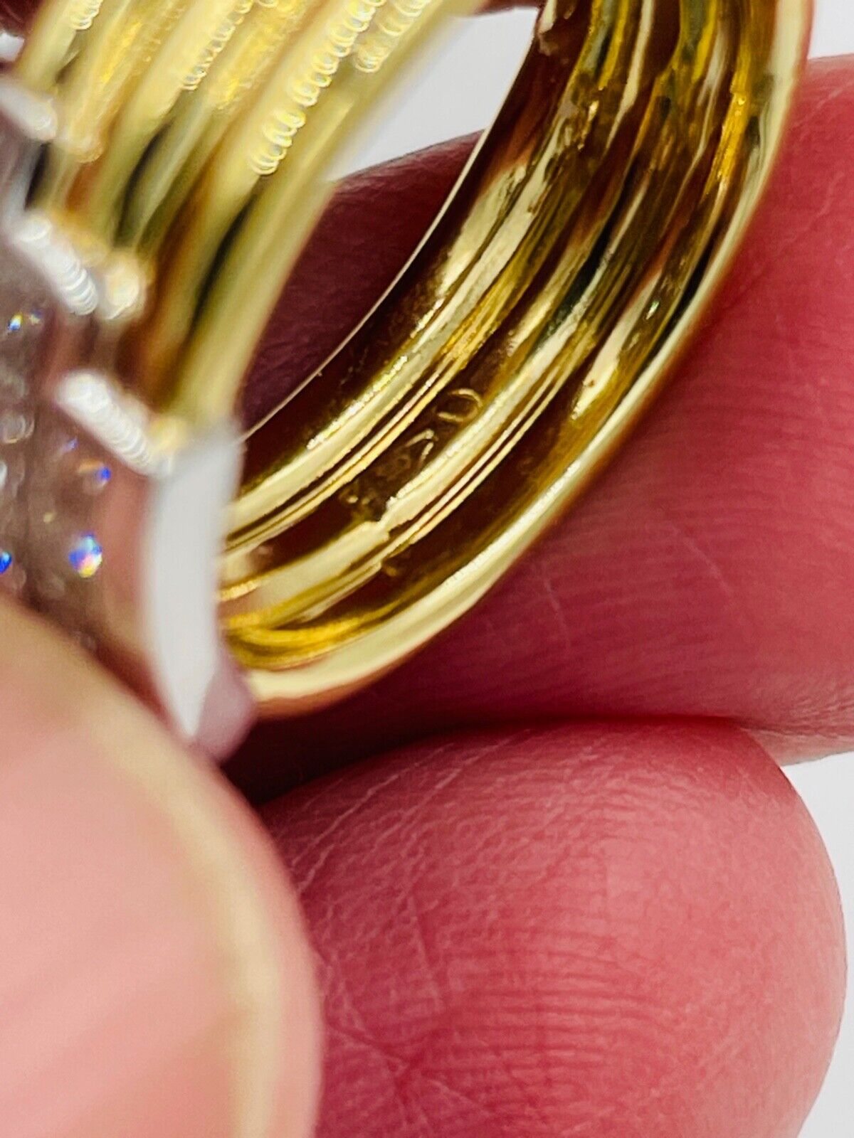 18k Gold Princess cut diamond wide band Ring