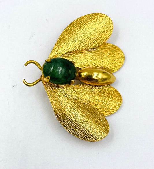 Vintage Carl Art 1/20 12k Gold Filled Connemara marble Bug Pin Brooch