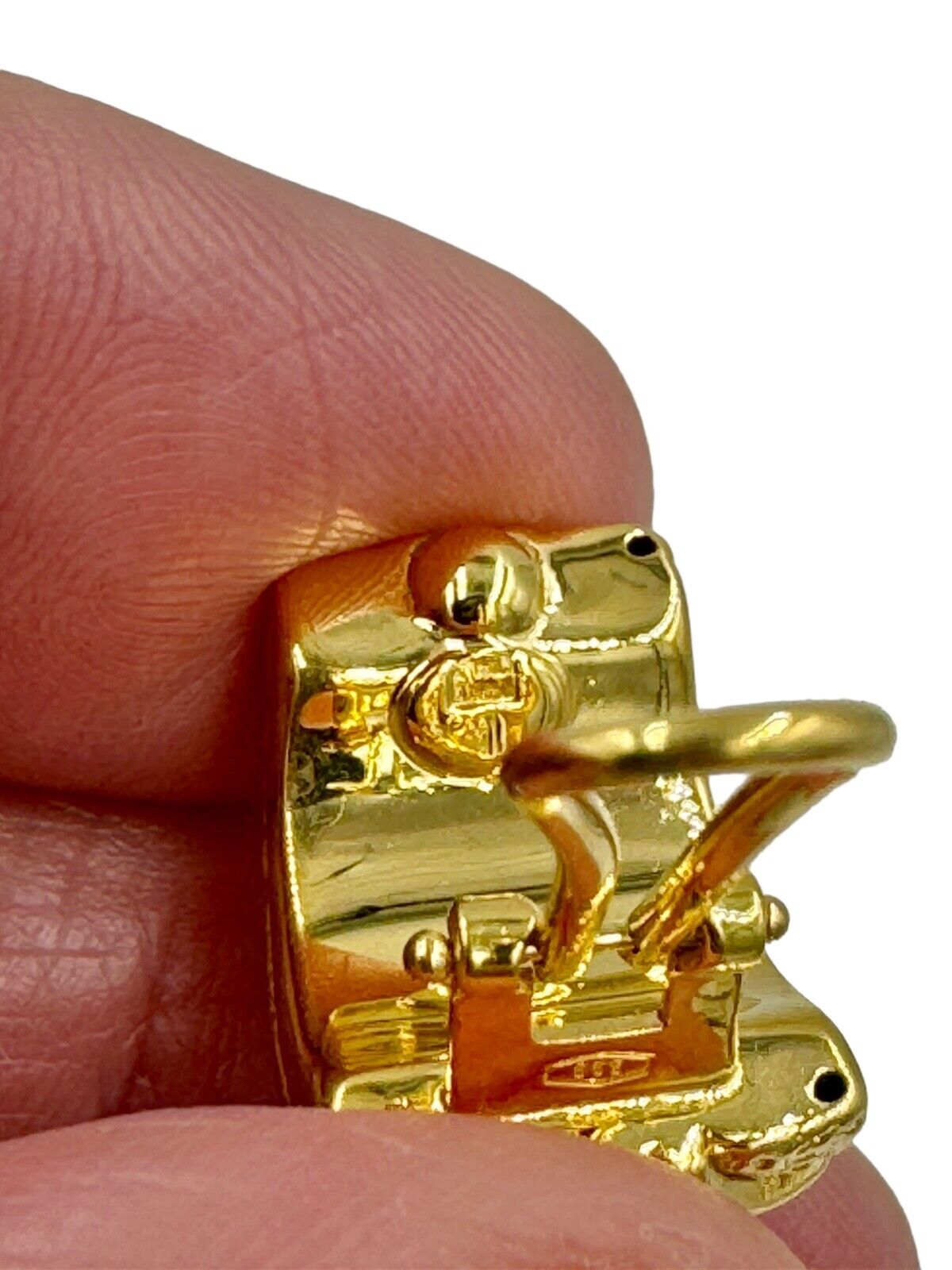 Estate 18k Gold Yellow Gold Huggie Earrings Designer signed Omega backs