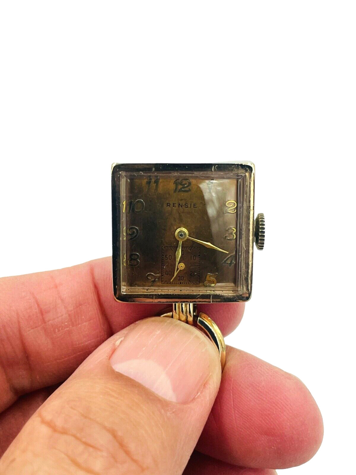 Vintage Rensie 12k Gold Filled & Sterling Silver Lapel Nurse's Watch