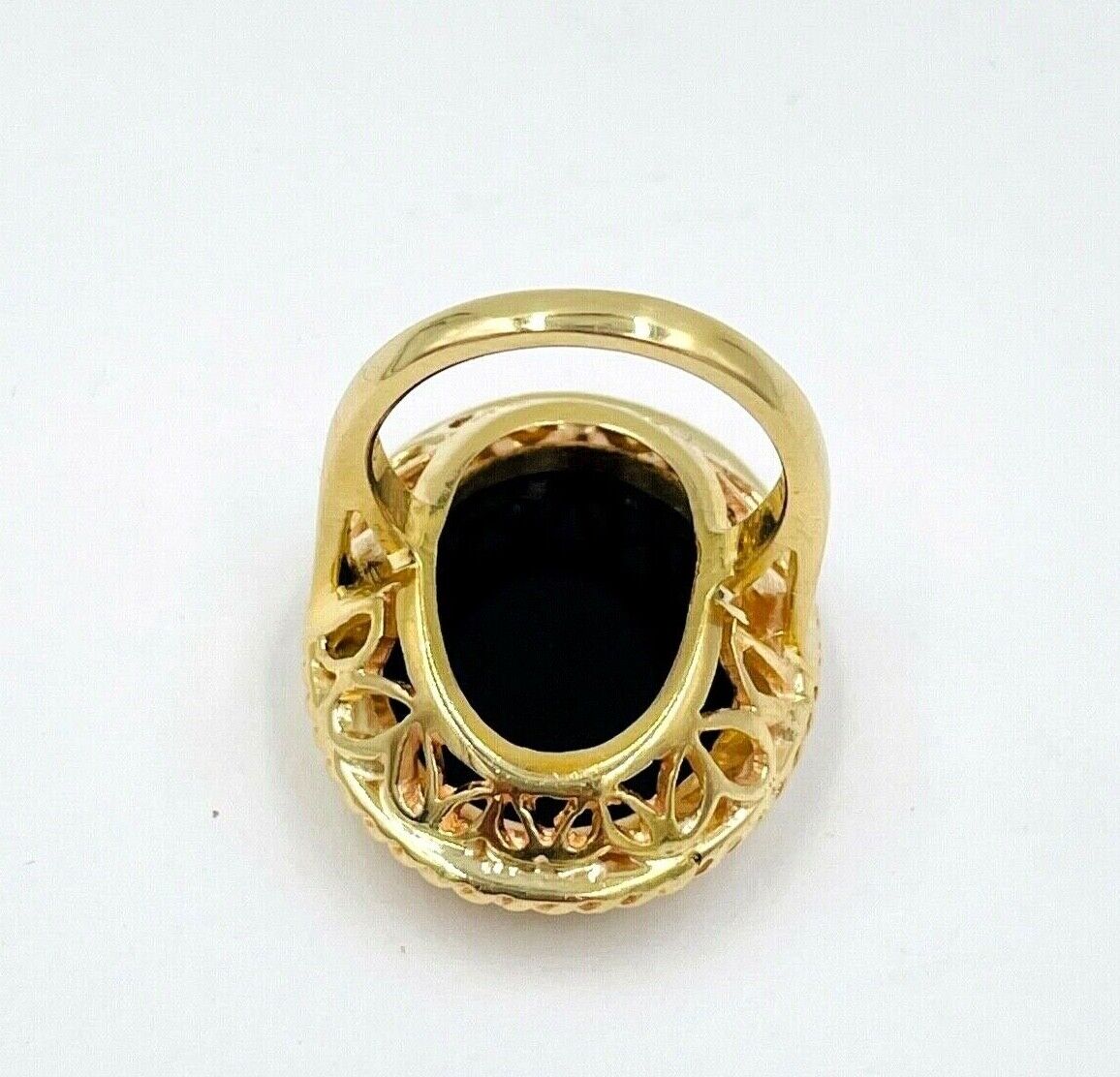 14k Gold Intaglio Ring Roman Soldier Black Onyx Sz 4.5 Vintage