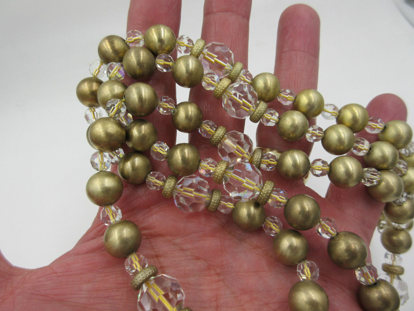 Vintage Sterling Silver Gold plated Facetted Crystal Necklace 33"