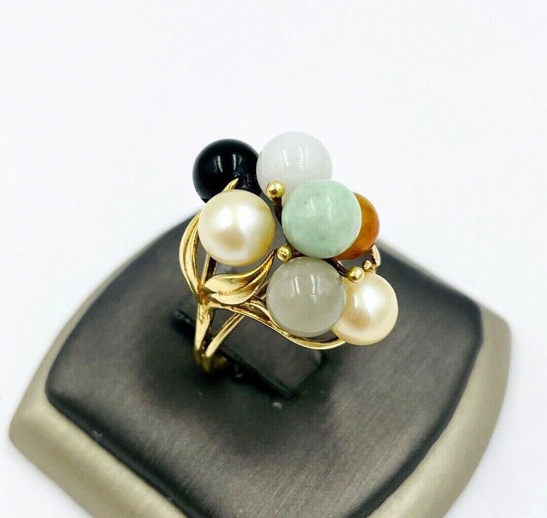 Rare Ming's Hawaii Jade Pearl cluster ring