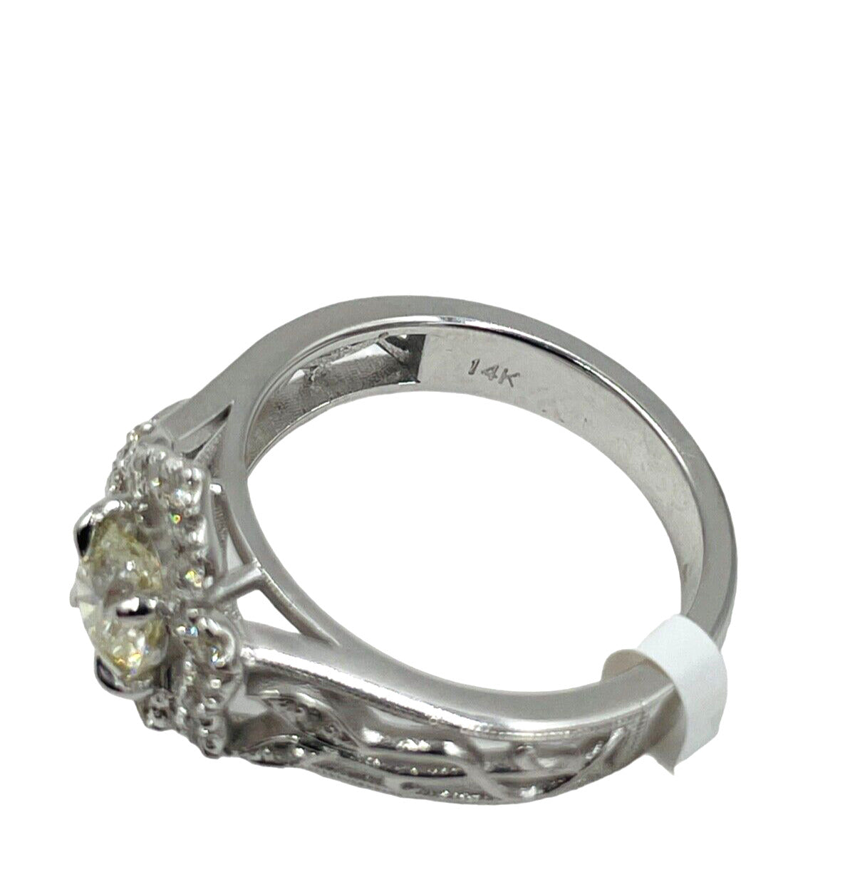 14kwg Diamond Halo Flower Ring EGL Certified