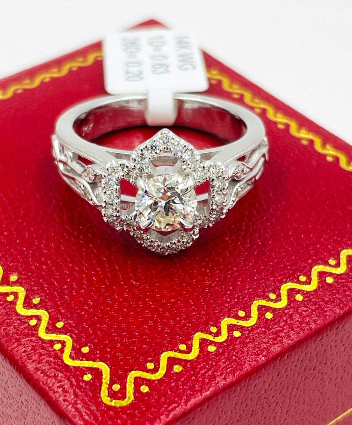 14kwg Diamond Halo Flower Ring EGL Certified
