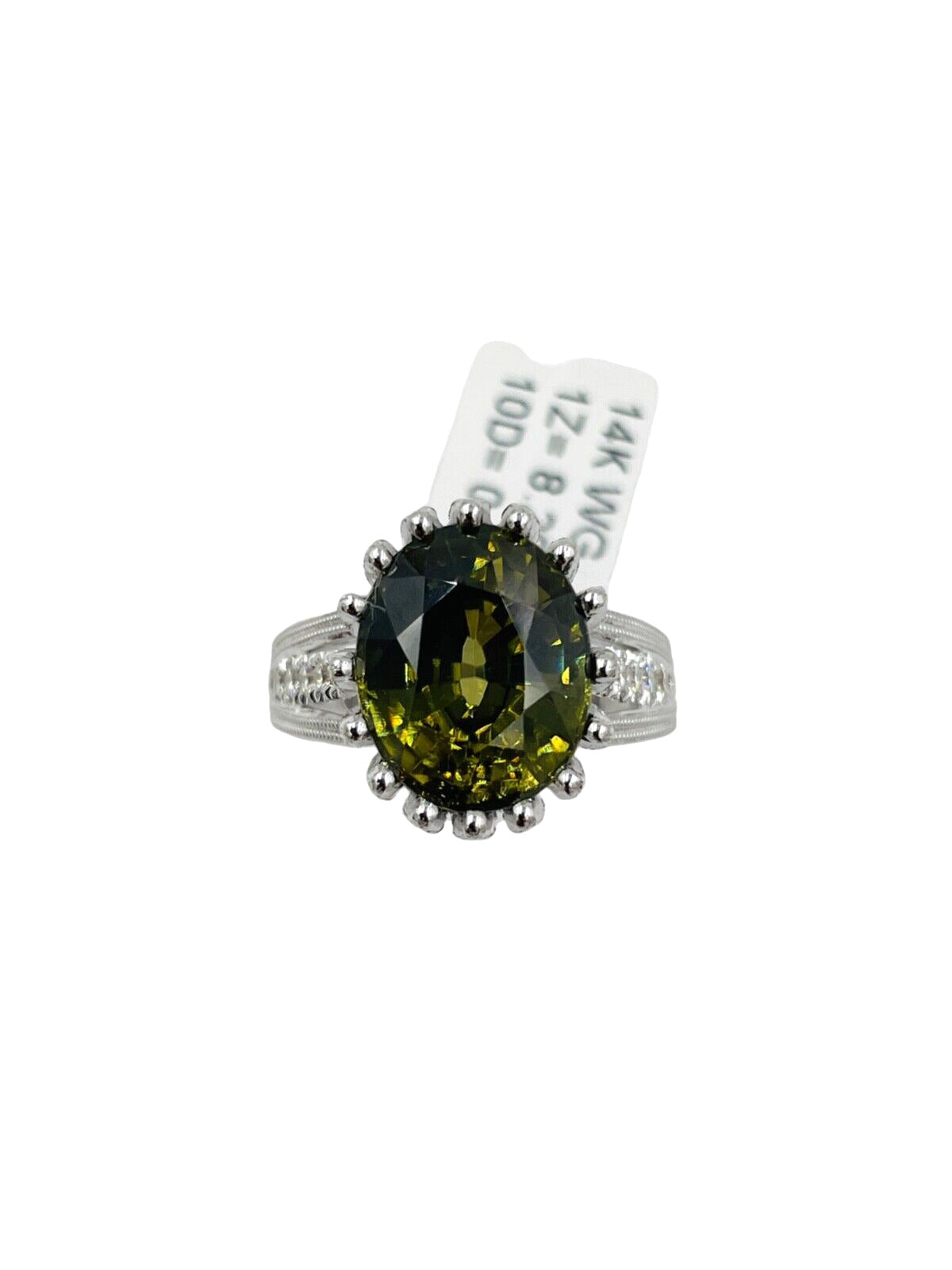 Stunning 8.20cts Natural Zircon and Diamond Cocktail Ring 14k White Gold