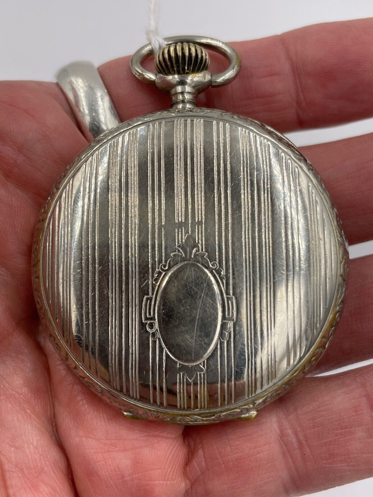 Solomax Chateau Cadillac 8 Day Pocket Watch Openscape Engraved case Rare