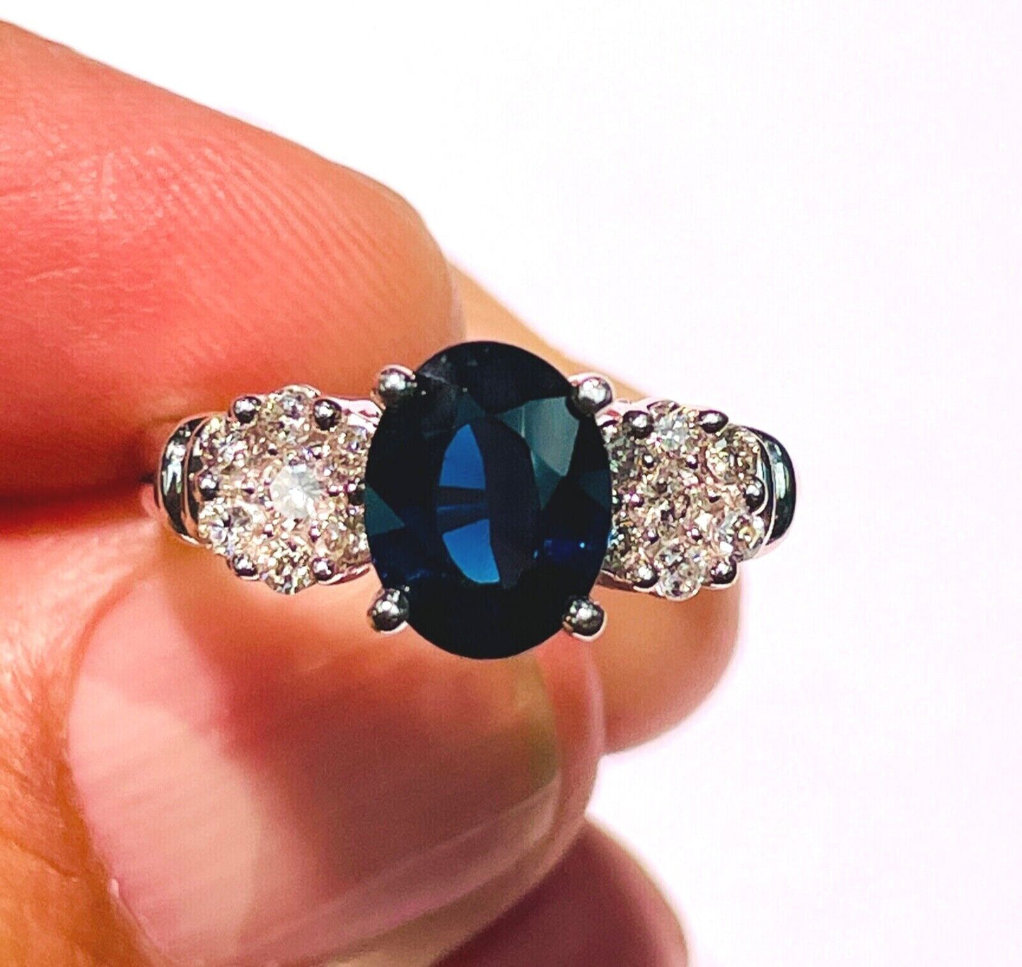 Estate 14k Gold diamond Sapphire cocktail Ring 1.50ctw