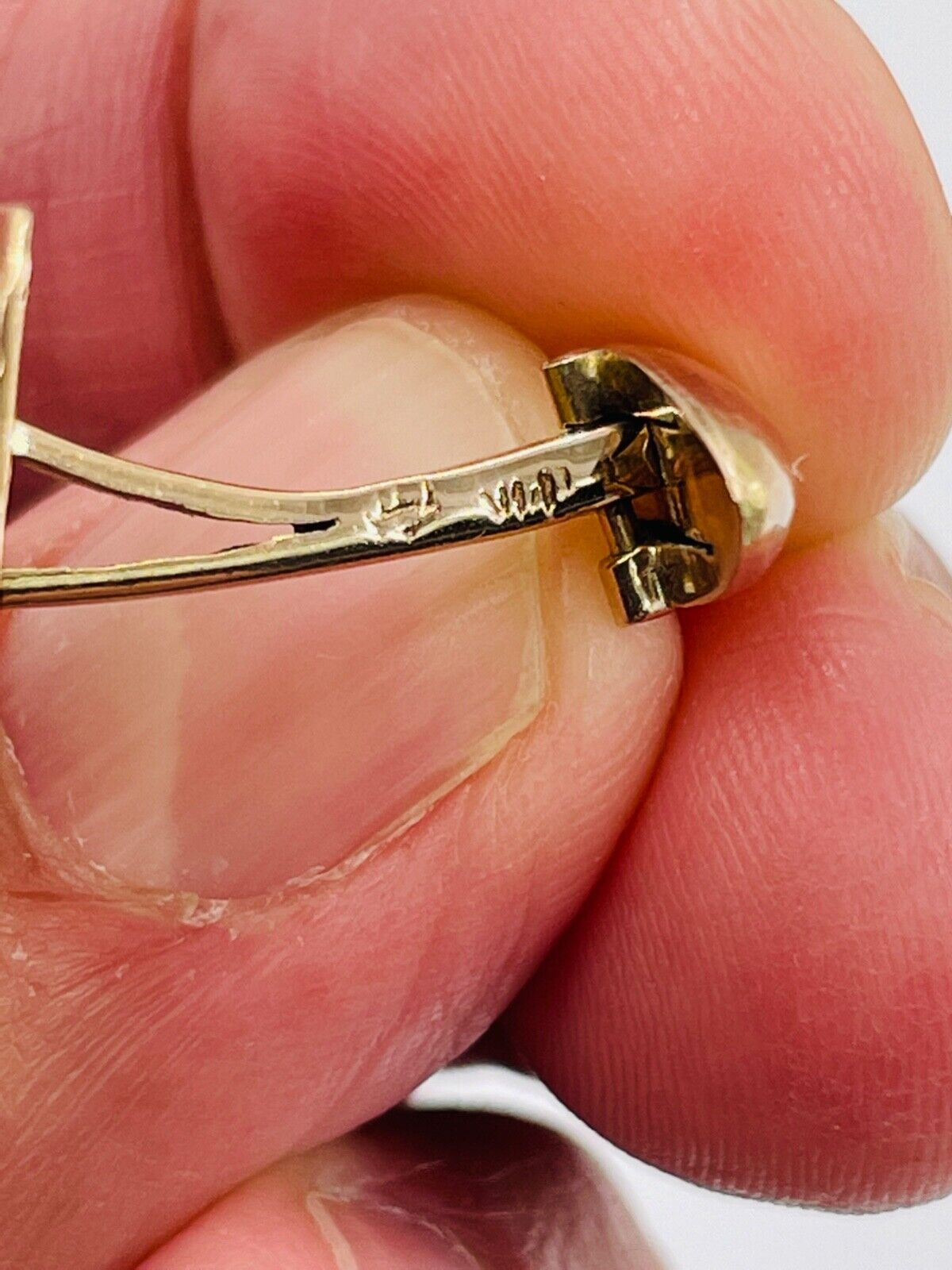 Estate 14k Rose gold etched Nephrite dome Cufflinks