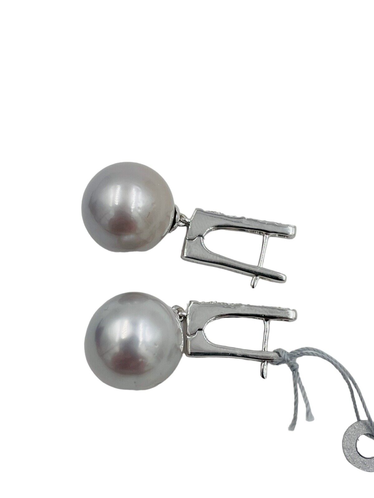 Tahitian Pearl Diamond Drop dangle Earrings 14k white gold