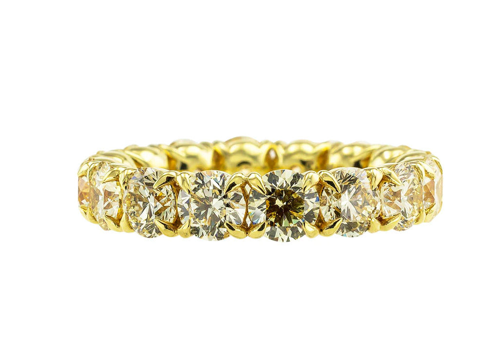Men's Diamond 18k Yellow Gold Eternity Band Ring Size 9