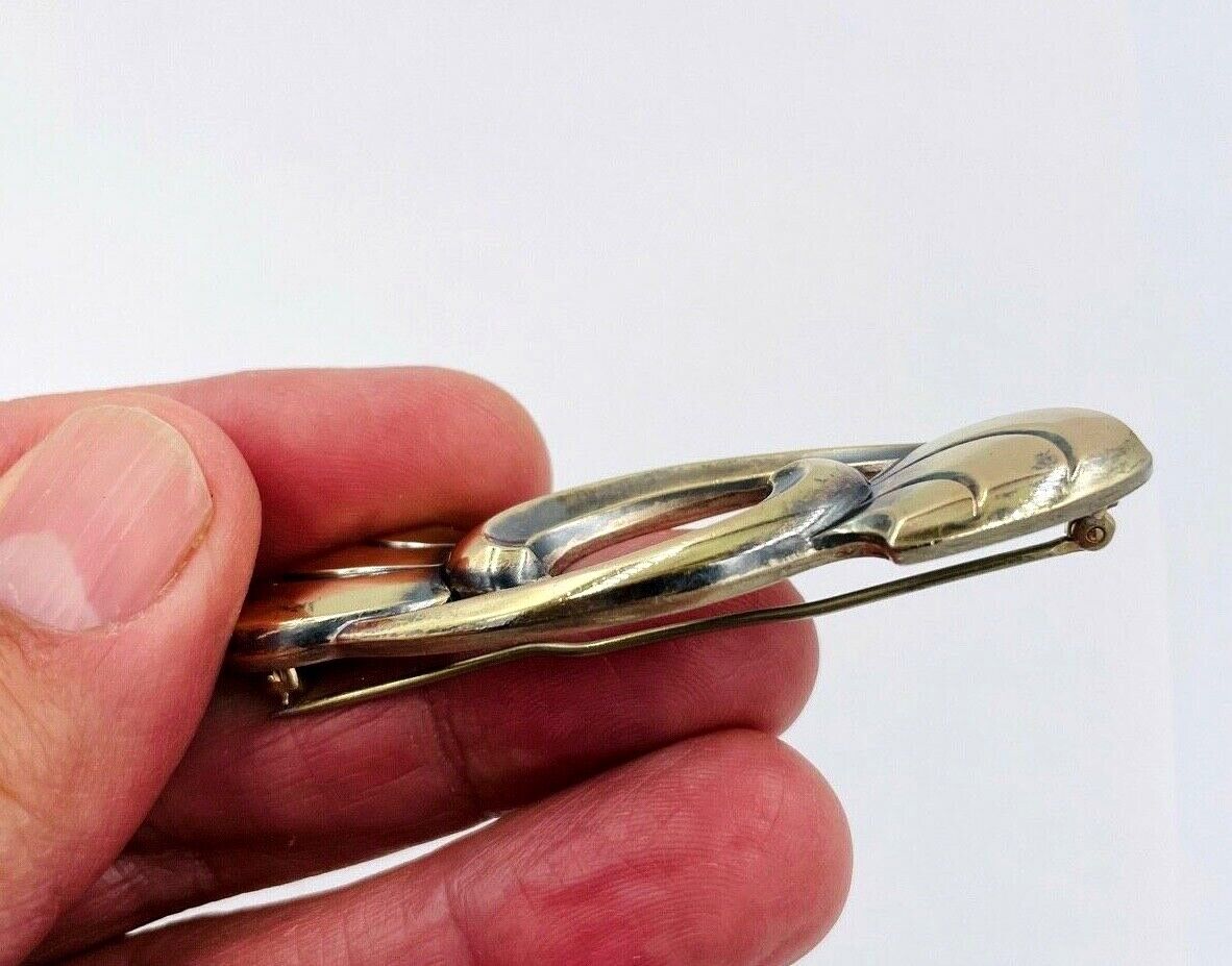 Vintage HSB, Harry S. Bick 14k Sterling Silver Brooch Pin Modernist