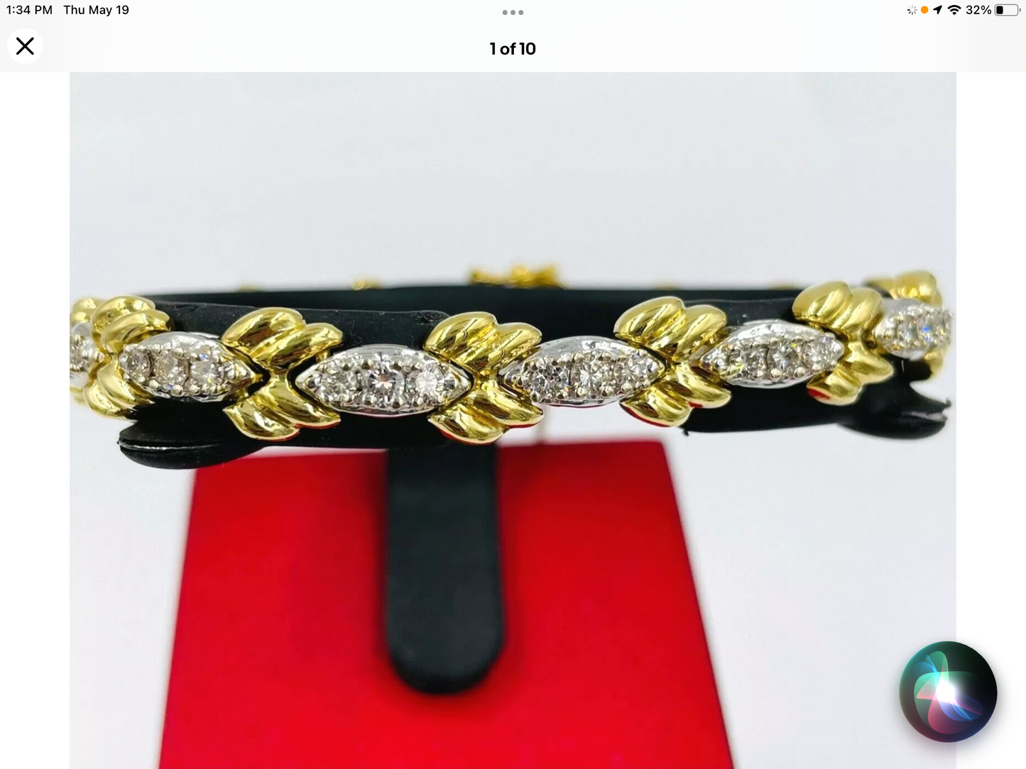 Estate 18k gold Diamond link bracelet white and Yellow Gold