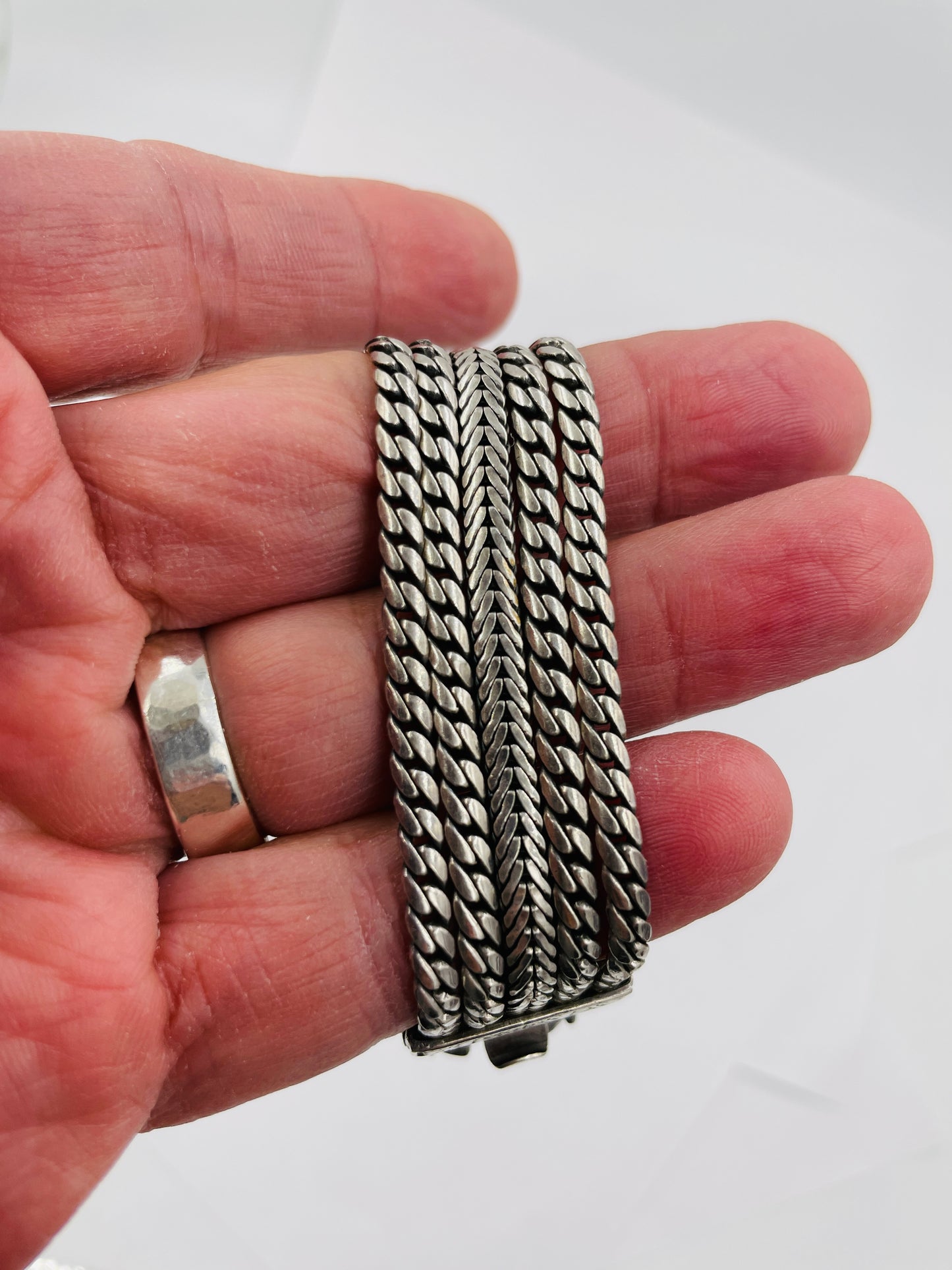 Antique Victorian multi strand Bracelet Sterling Silver