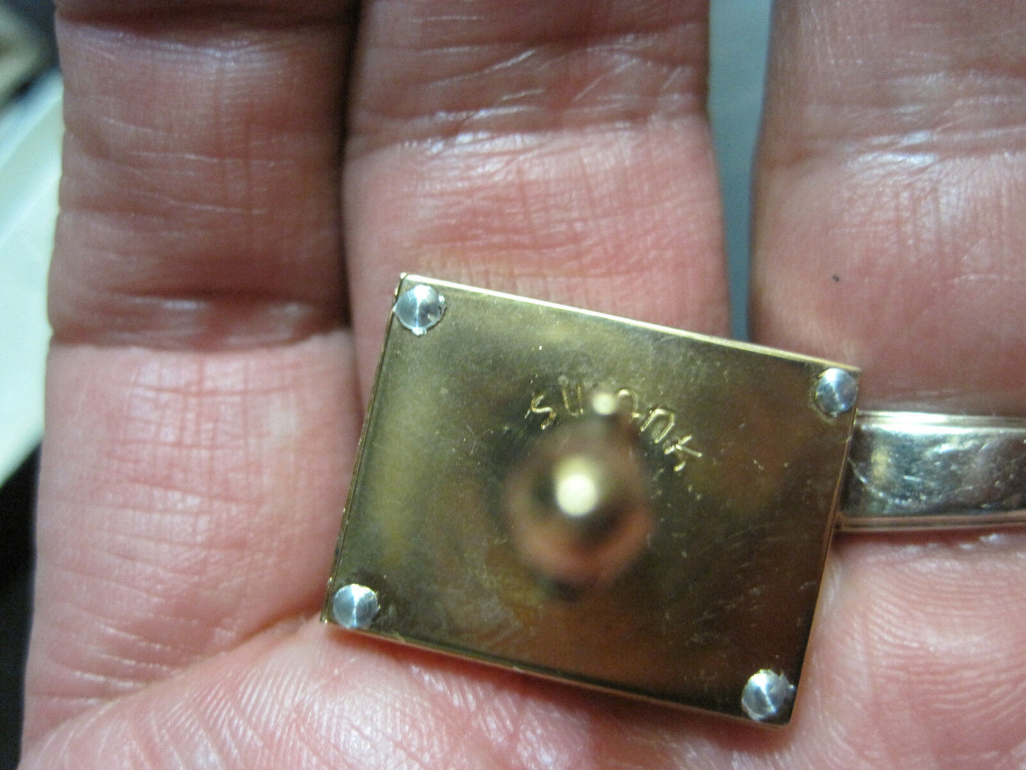 Vintage Swank Cufflinks Whimsical Toucan Mother of pearl Gold shadow box Rare