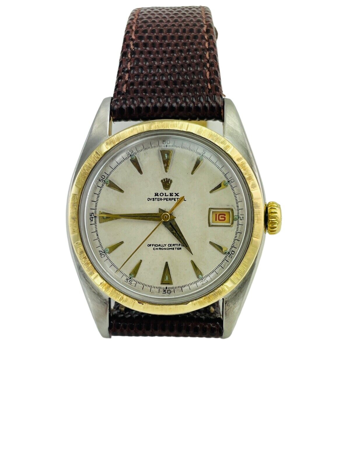 1953 Rolex Bubbleback 14K bezel Gold Stainless Steel Watch Ref. 6105
