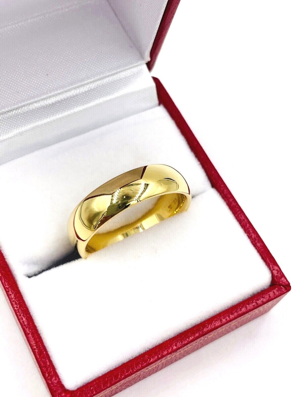 18K Yellow Gold Solid Wedding Band size 9.5 6mm wide