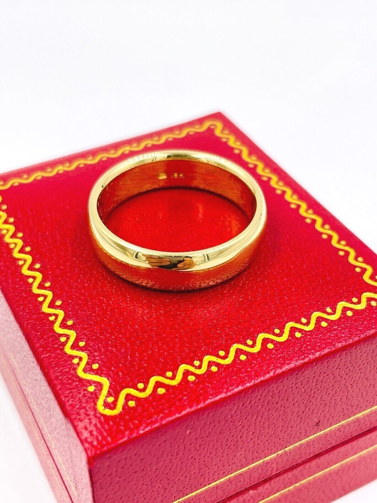 18K Yellow Gold Solid Wedding Band size 9.5 6mm wide