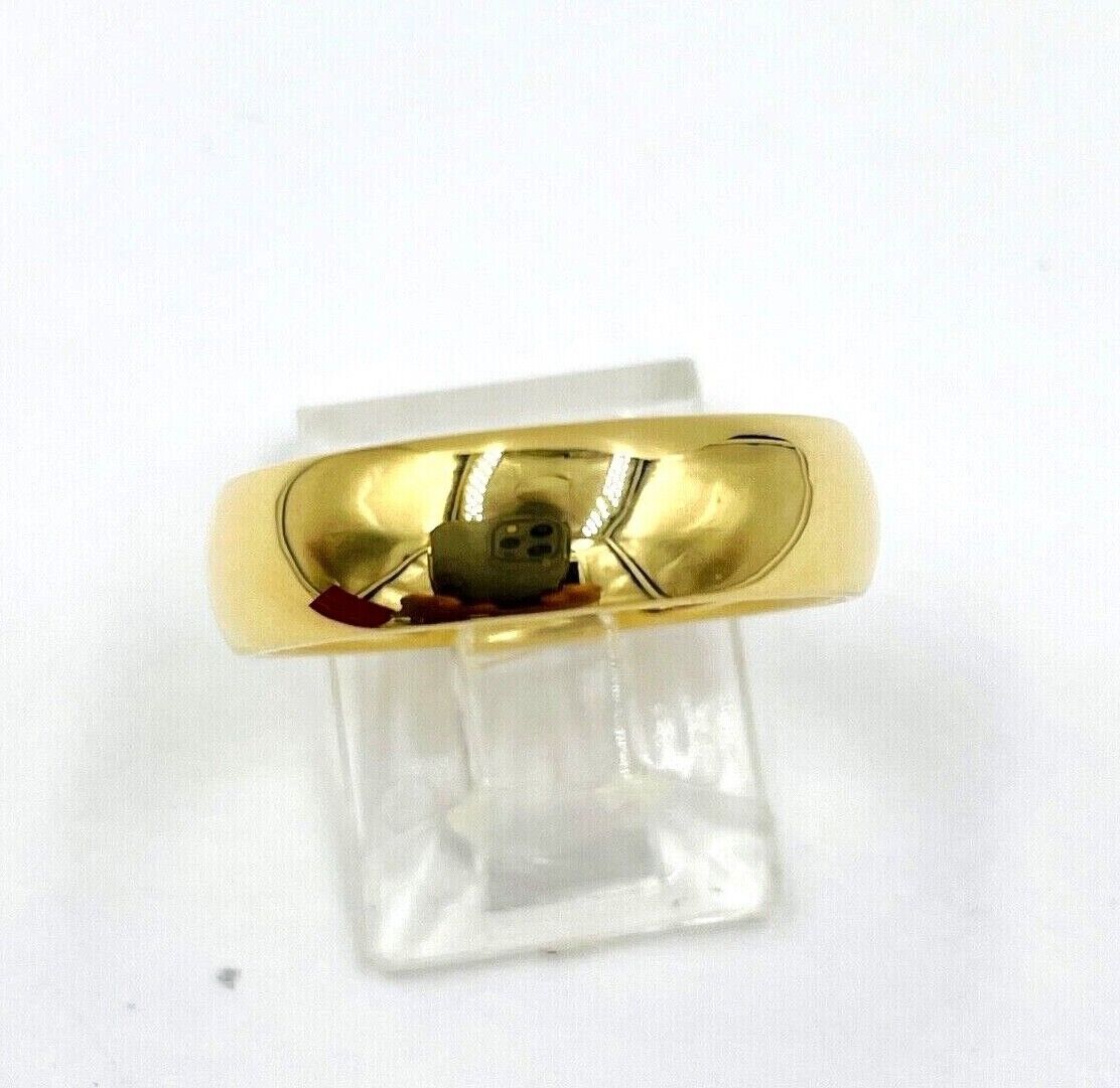 18K Yellow Gold Solid Wedding Band size 9.5 6mm wide