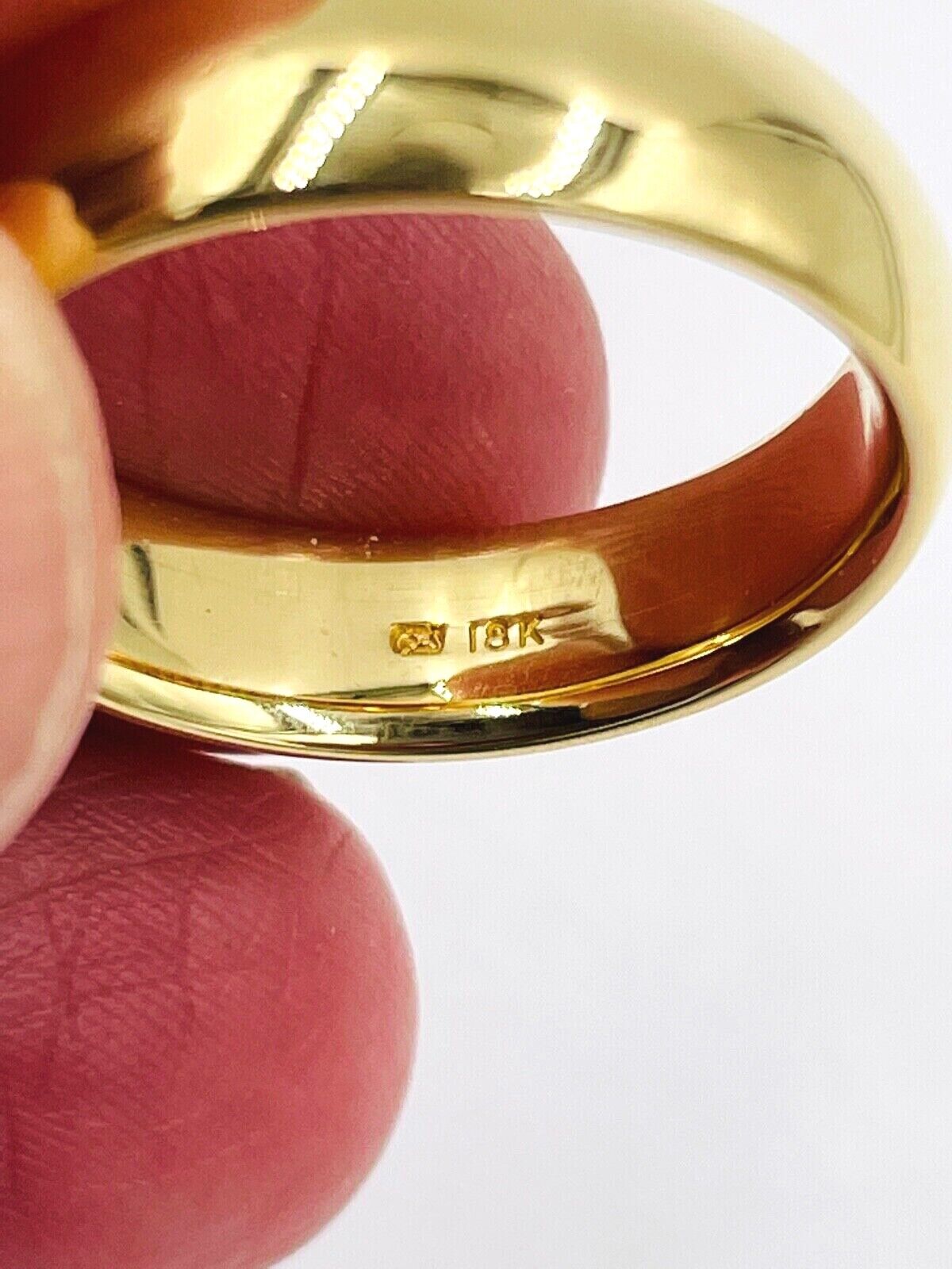 18K Yellow Gold Solid Wedding Band size 9.5 6mm wide