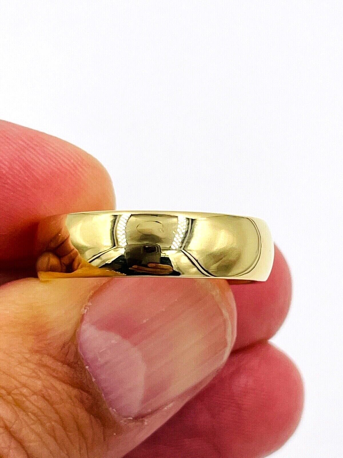 18K Yellow Gold Solid Wedding Band size 9.5 6mm wide