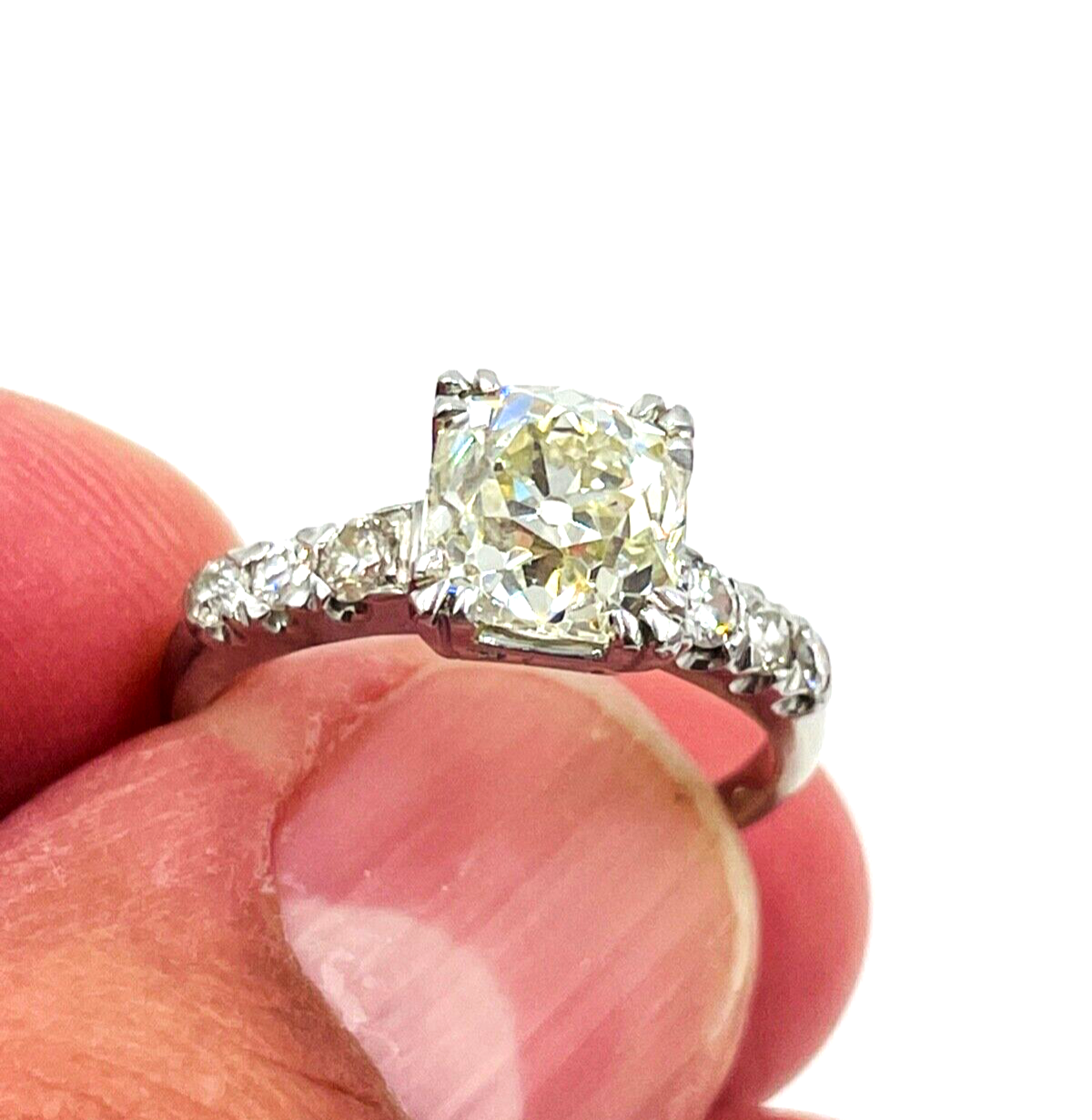 Estate Platinum GIA Certified Old Mine Diamond Ring wedding engagement