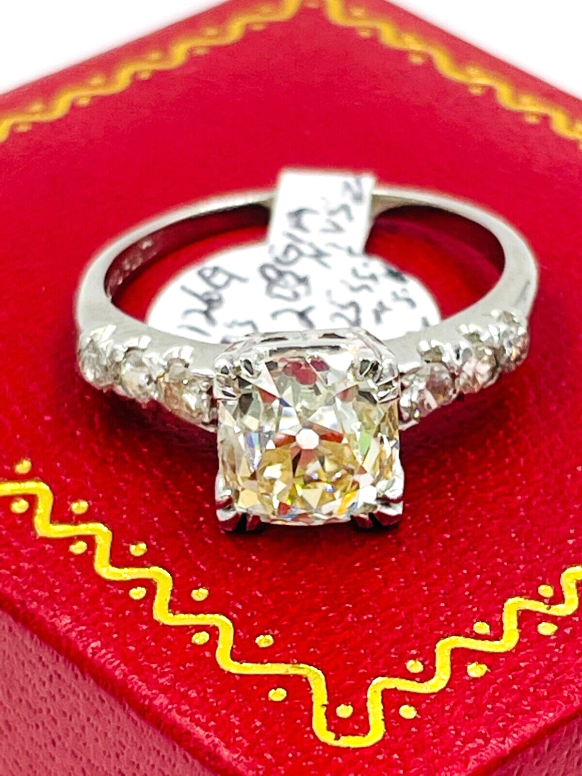 Estate Platinum GIA Certified Old Mine Diamond Ring wedding engagement