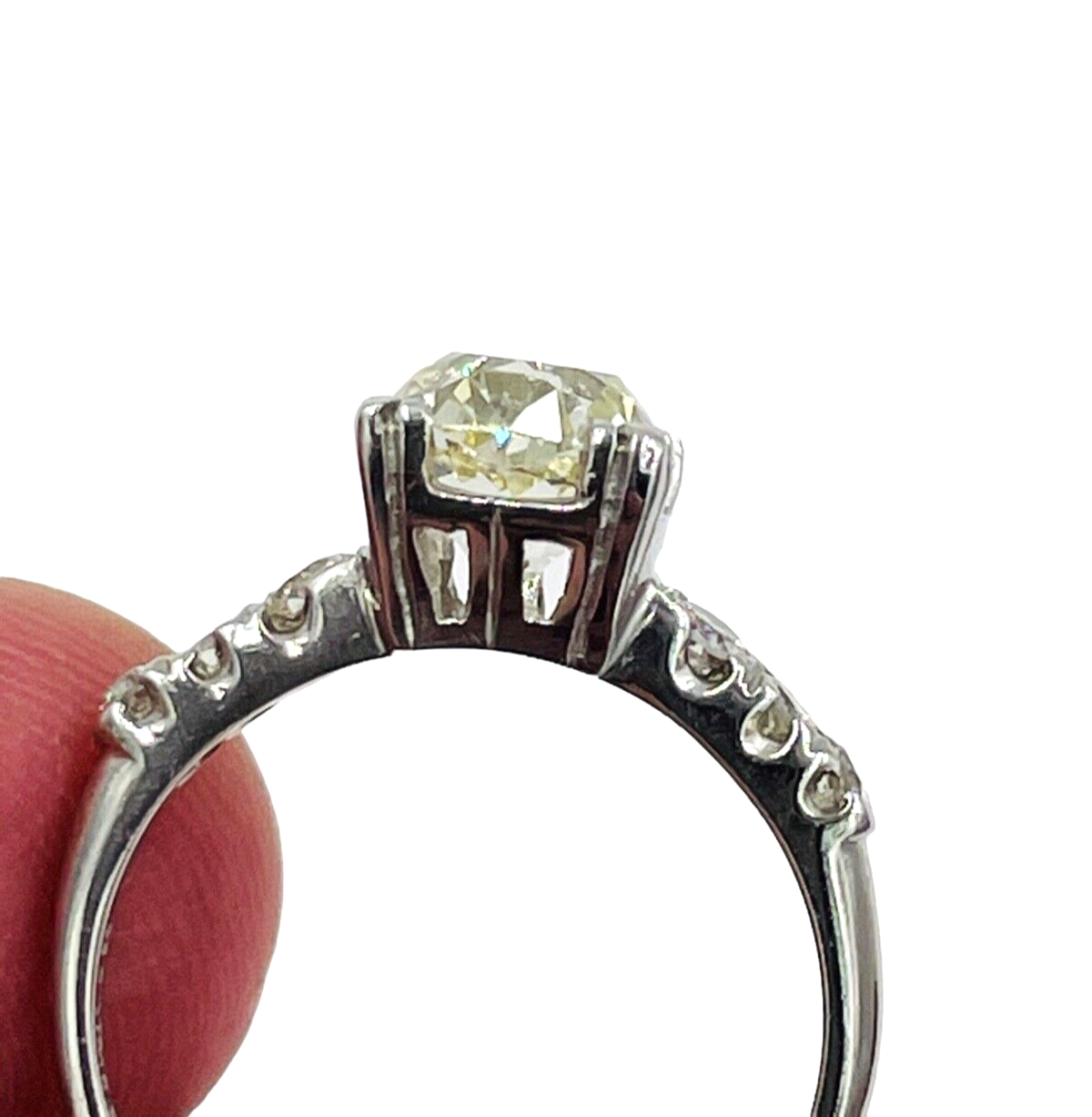 Estate Platinum GIA Certified Old Mine Diamond Ring wedding engagement