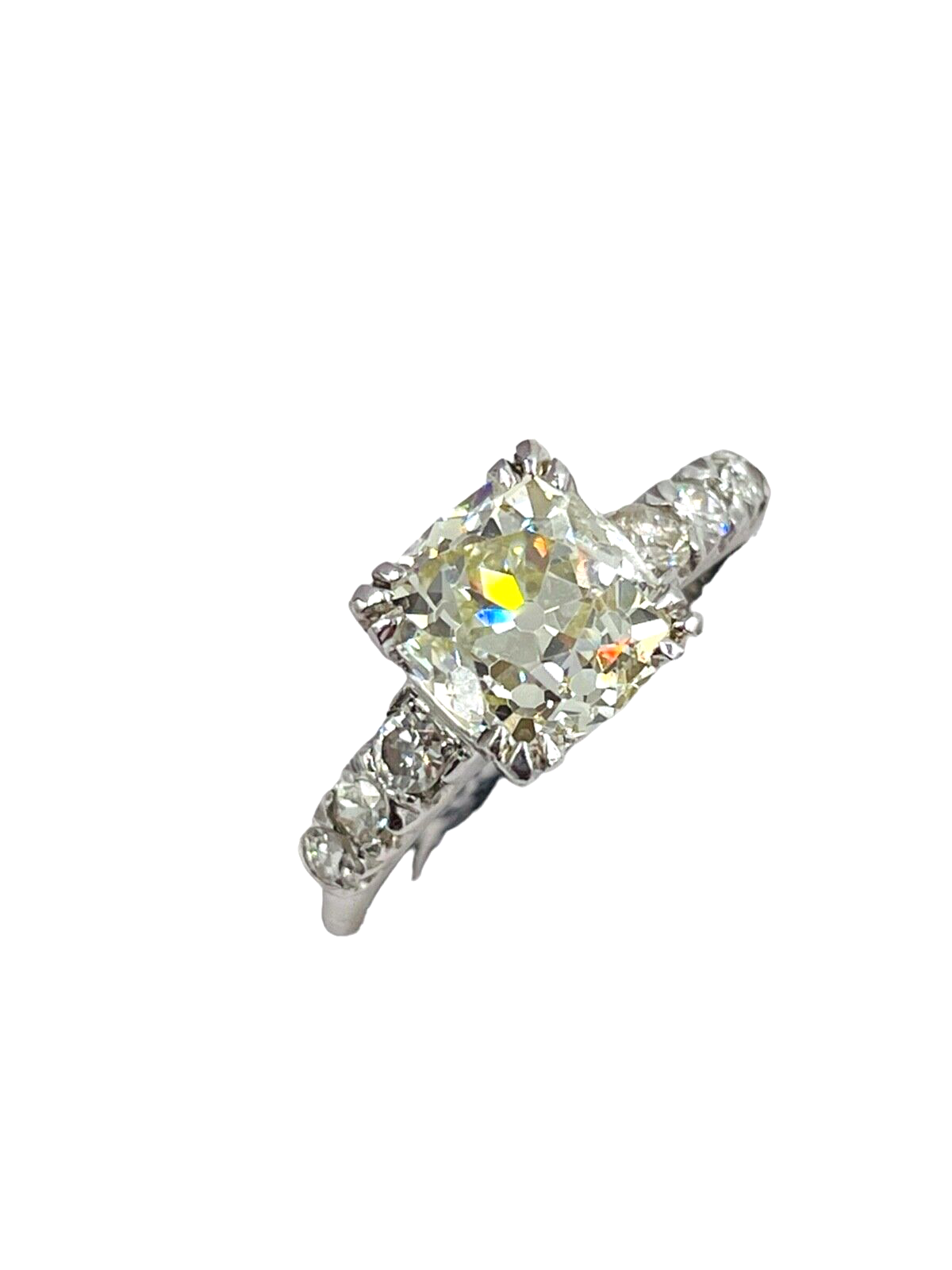 Estate Platinum GIA Certified Old Mine Diamond Ring wedding engagement