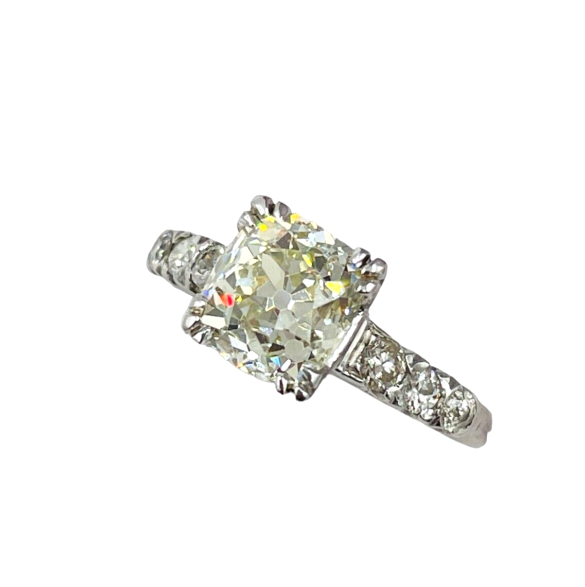 Estate Platinum GIA Certified Old Mine Diamond Ring wedding engagement