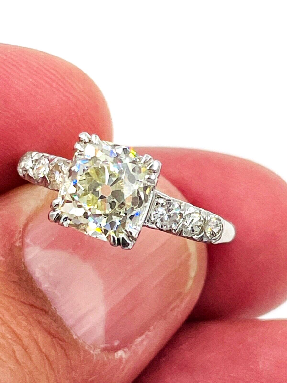 Estate Platinum GIA Certified Old Mine Diamond Ring wedding engagement