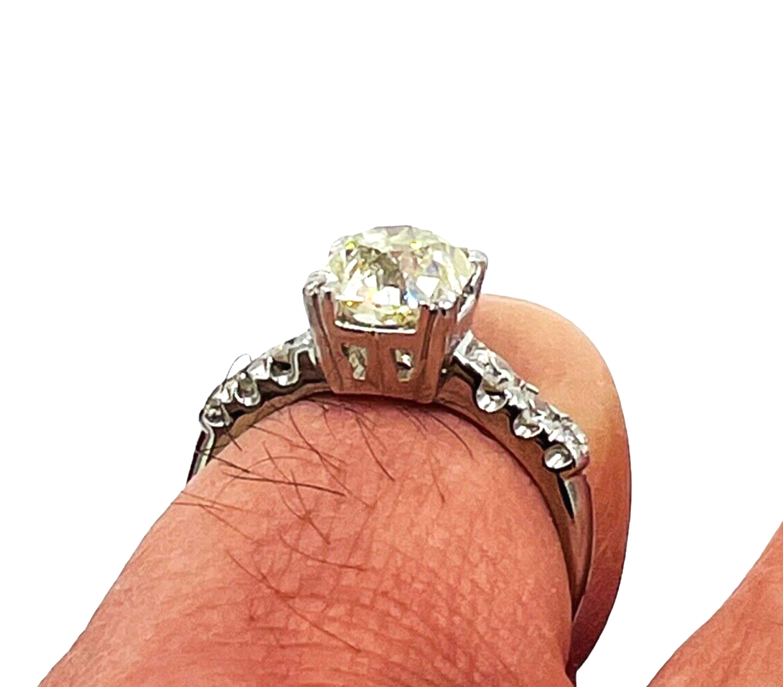 Estate Platinum GIA Certified Old Mine Diamond Ring wedding engagement