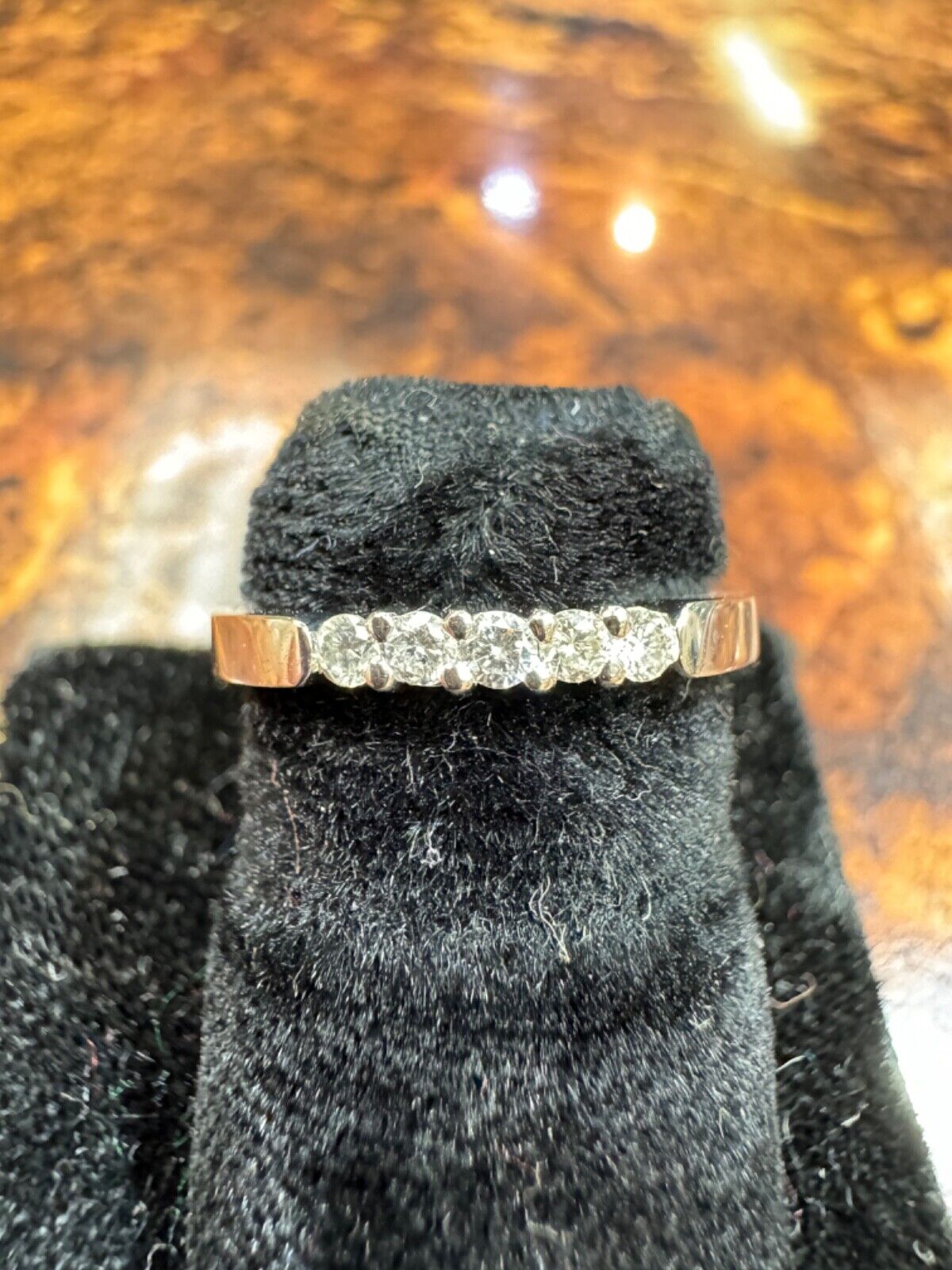 Estate 5 DiamondPlatinum band Ring 4.5sz