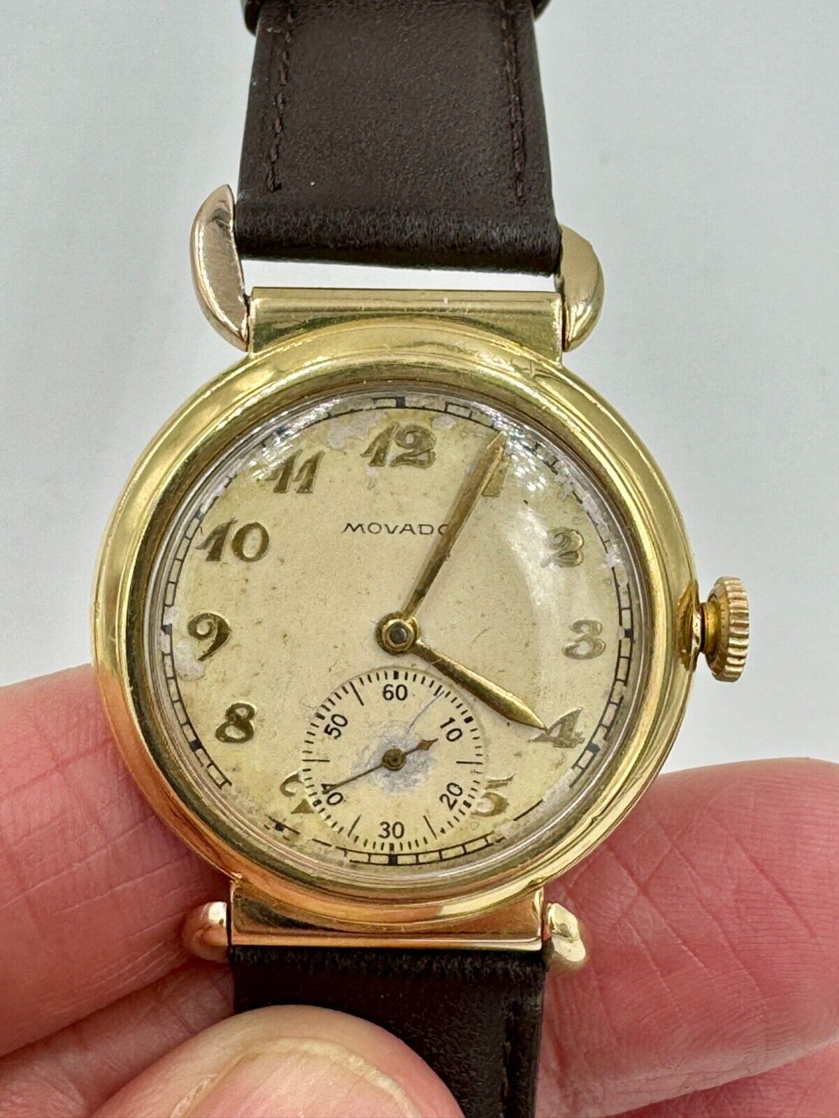 Vintage Movado Men's Watch 14K Yellow Gold Circa 1940's Running
