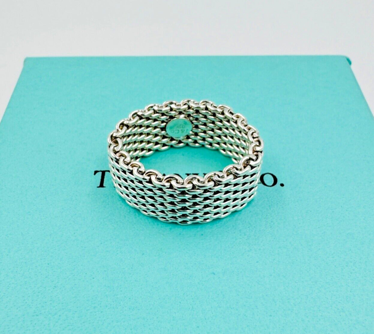 Tiffany & Co. Somerset Mesh 925 Sterling Silver Ring Sz 6.5