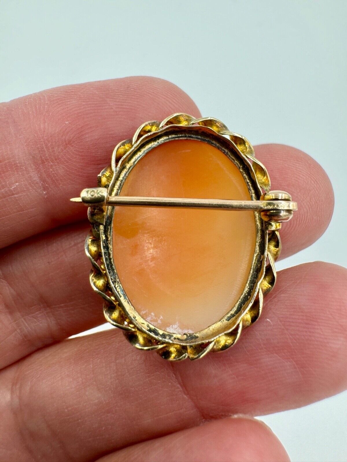 10k Yellow Gold Cameo Pin Brooch 1940's