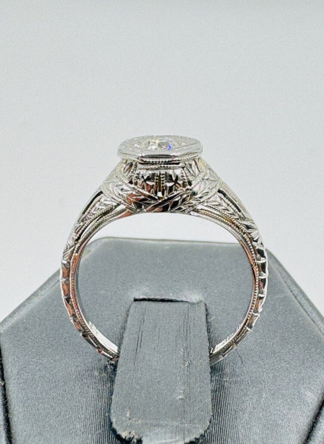 Antique Art Nouveau Belais 18k Gold European Diamond  Engagement Ring