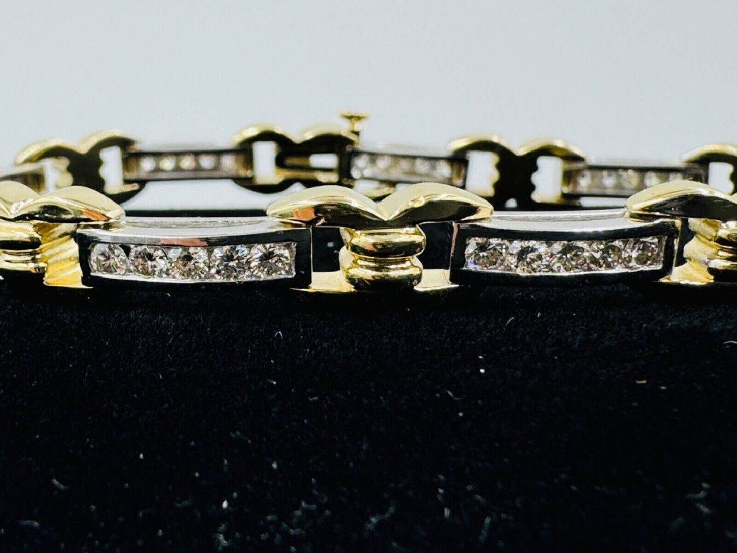 Estate 14k white and yellow Gold Diamond Link Bracelet