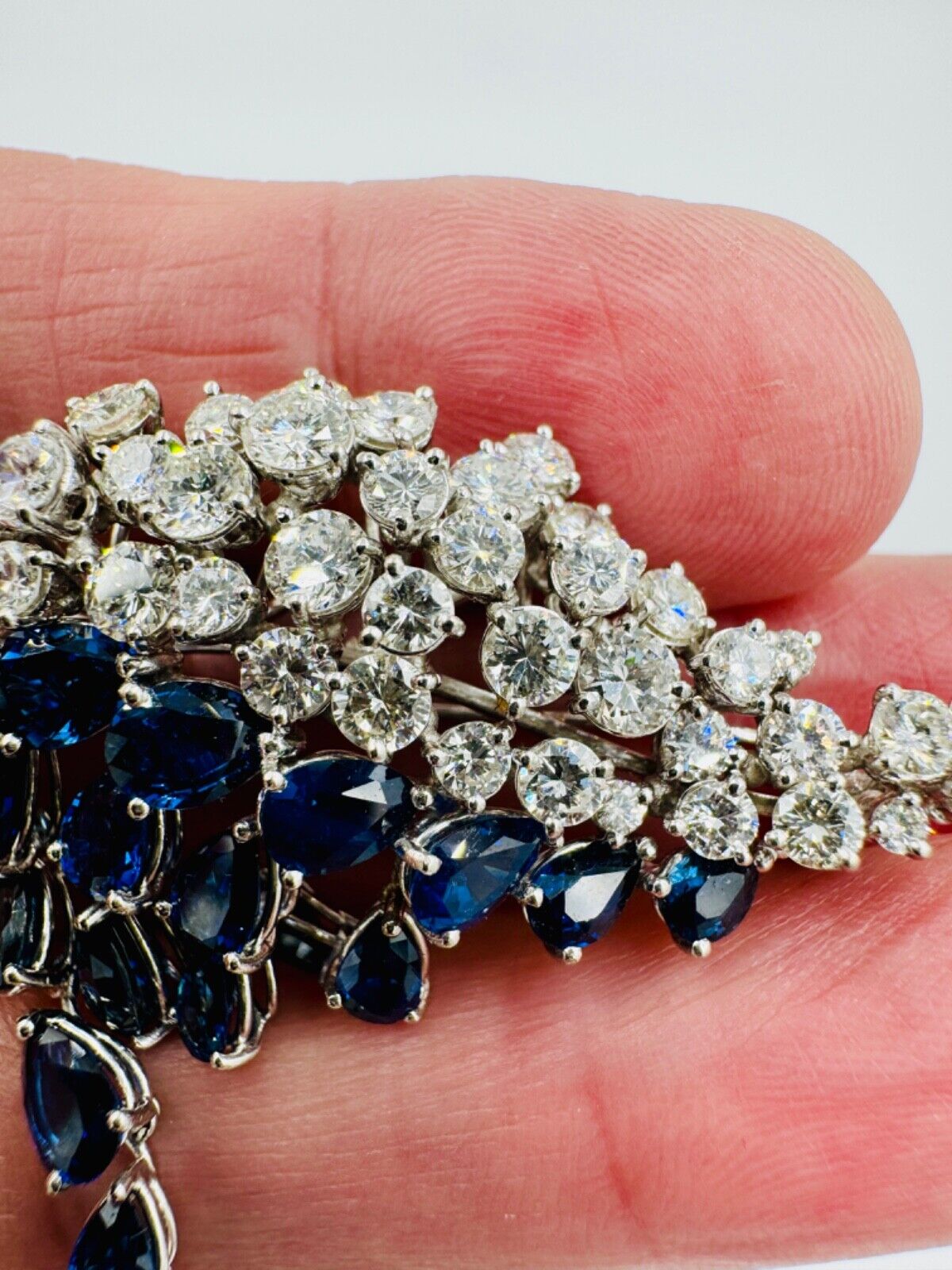 H Stern Sapphire Diamond White Gold Brooch