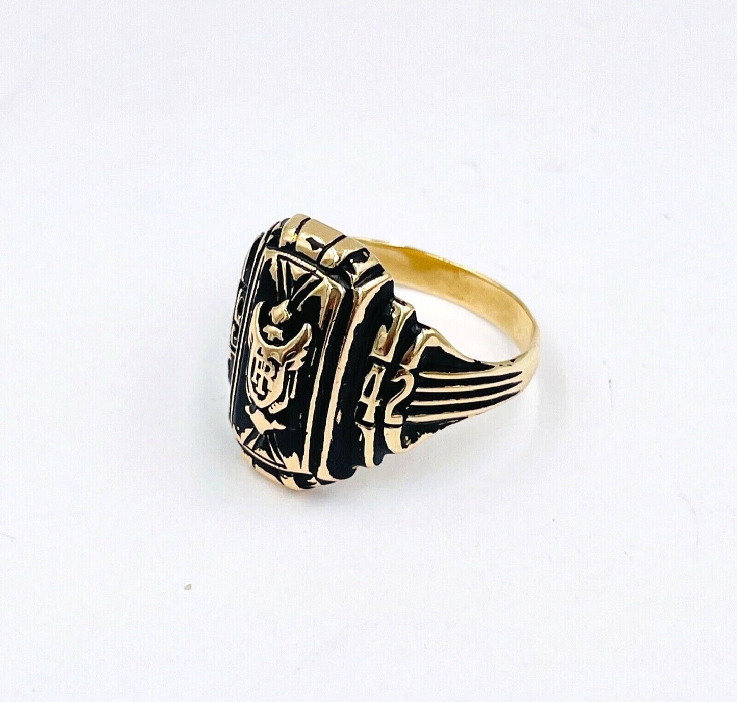 Terryberry Vtg 10K Yellow Gold Men's 1942 High School Class Ring 10sz