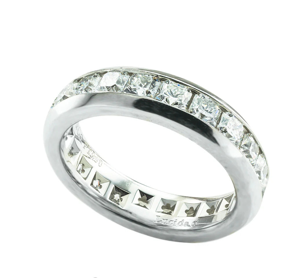 Tiffany & Co Lucida Cut Diamond Platinum Eternity Ring Size 5 3/4