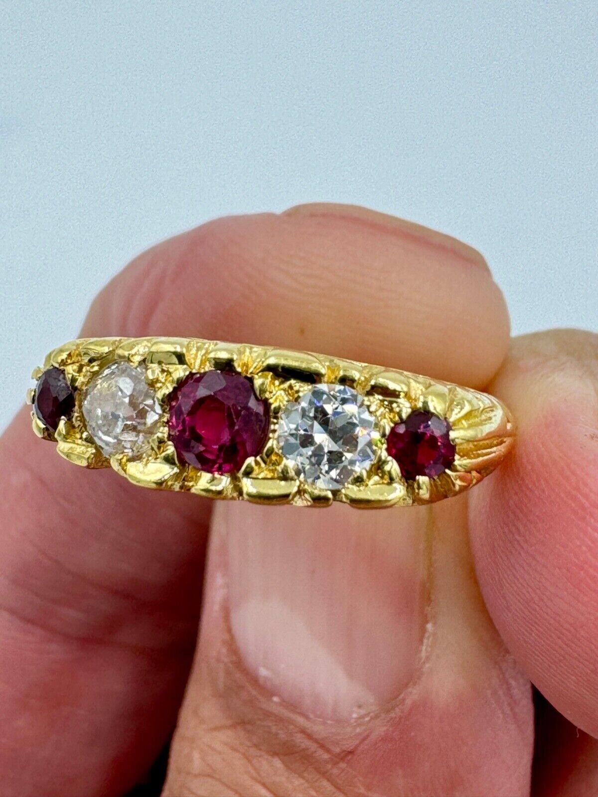 Estate 18k Gold Ruby and Diamond Ring