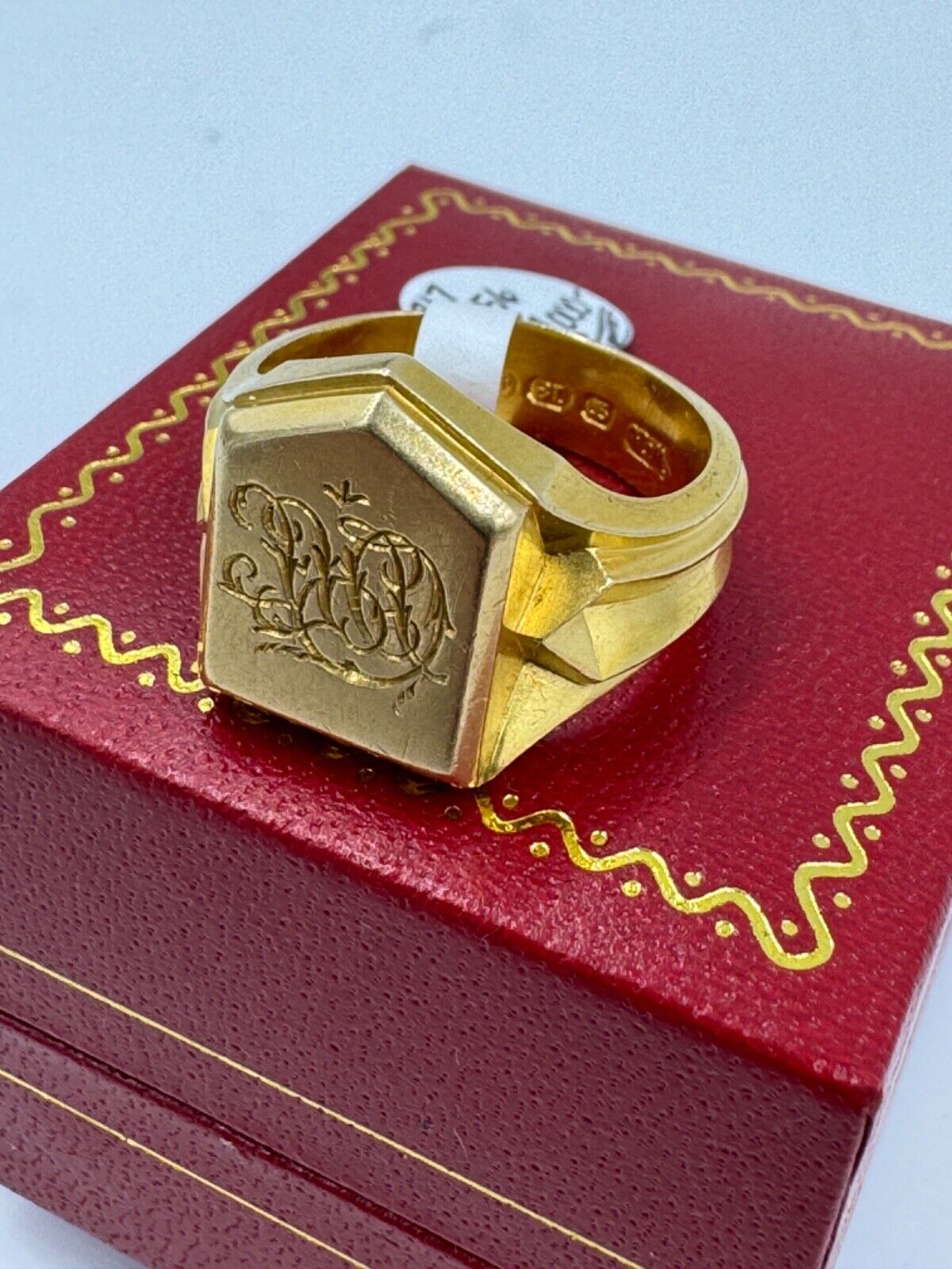 Antique English  18k Yellow Gold Men's Signet Ring Circa 1897