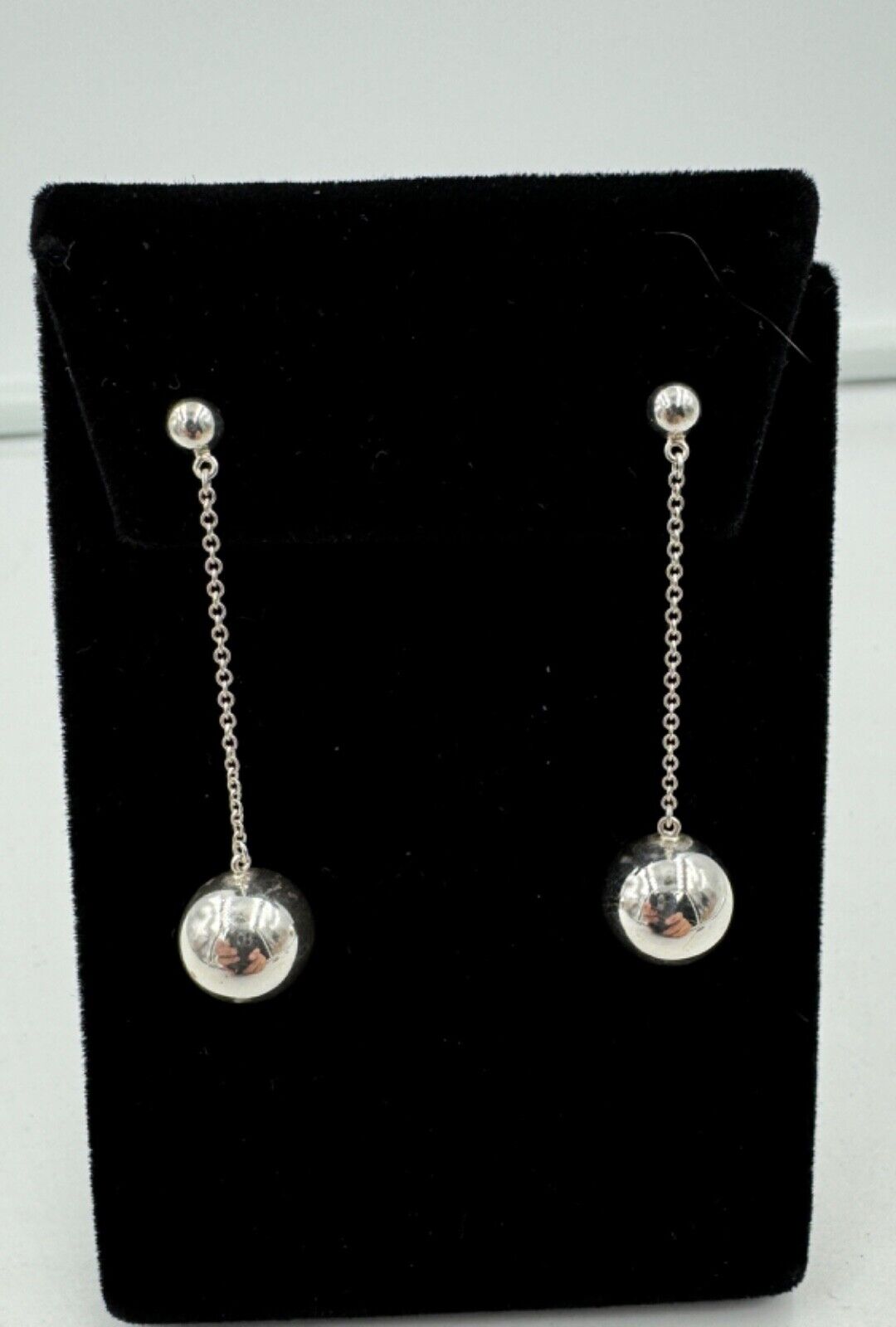 Tiffany & Co. Sterling Silver HardWear Ball Drop Dangle 10mm Earrings Box Pouch