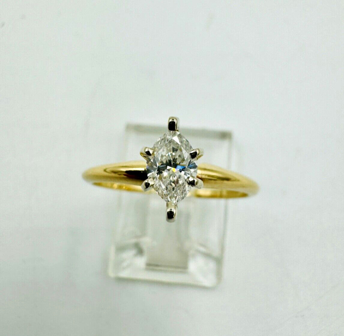 Estate 14k Yellow Gold Marquise Solitaire Diamond Ring .40cts