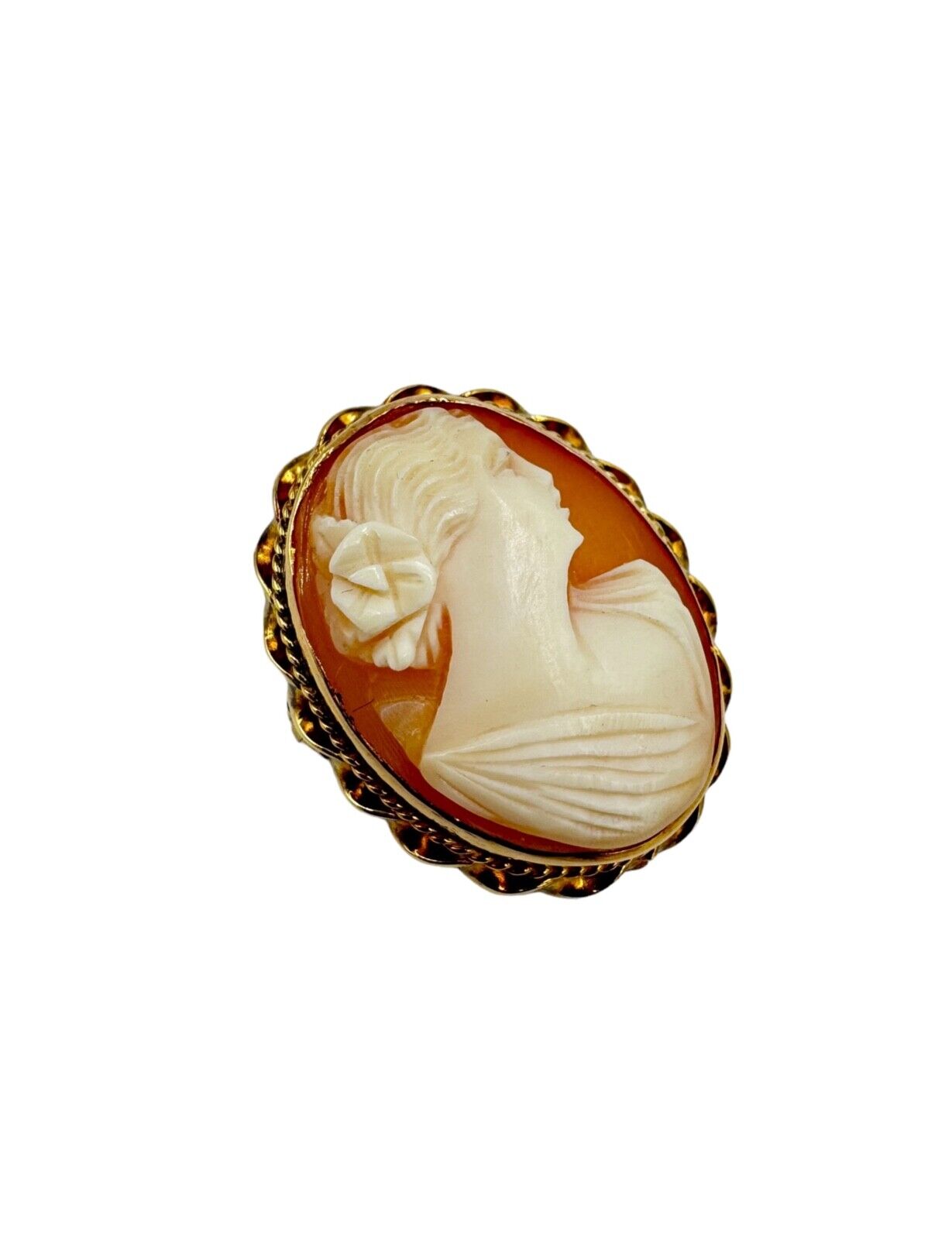 10k Yellow Gold Cameo Pin Brooch 1940's