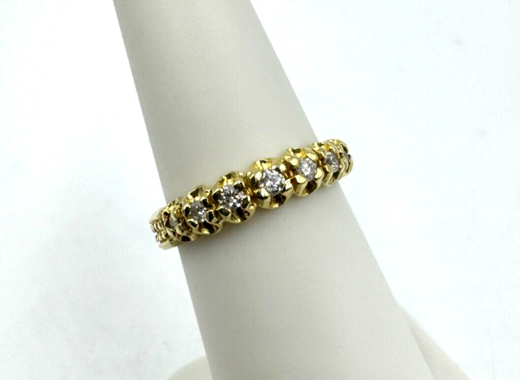 Vintage 18K Yellow Gold Diamond band ring 7 stone