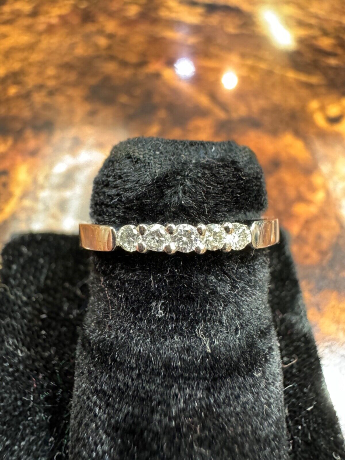 Estate 5 DiamondPlatinum band Ring 4.5sz