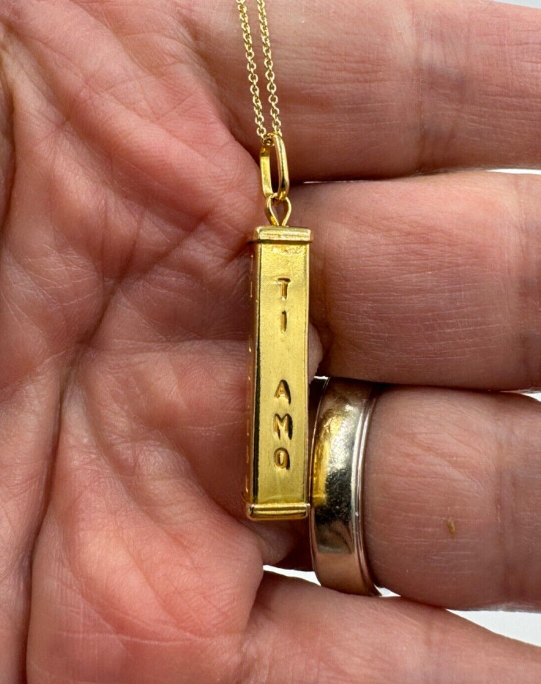 14k yellow gold  Totem Bar I love You Pendant Multi Language