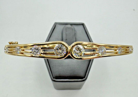 Estate 18k Gold Diamond Bangle Bracelet 1.60cts